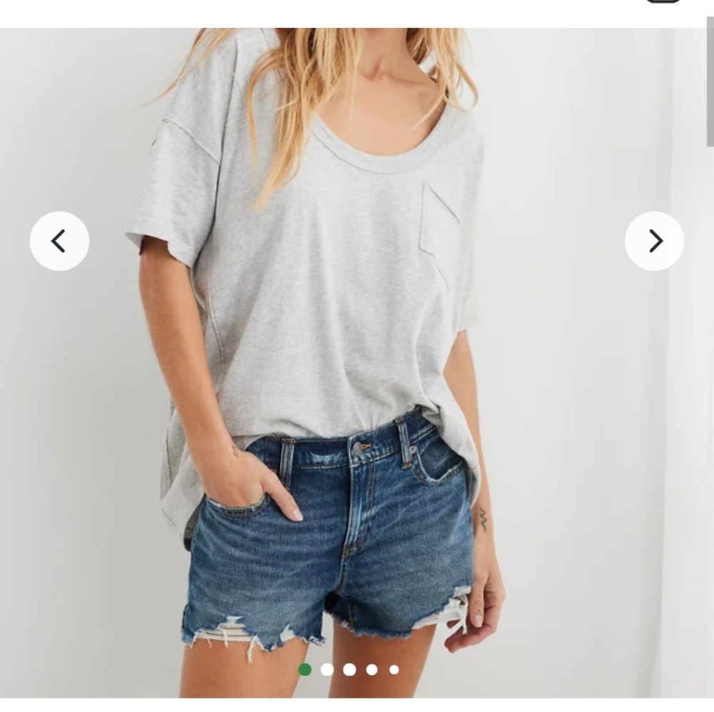 NWT Aerie Daydream Denim Shorts Women  Distressed Cutoff Elastic Waist Sz Lg